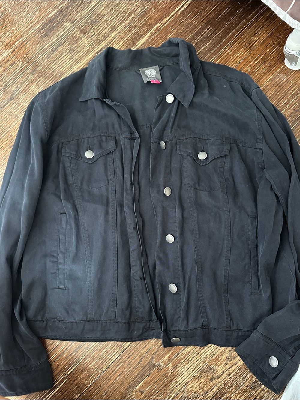 Vince Camuto Navy Blue Button-Front Shirt Jacket